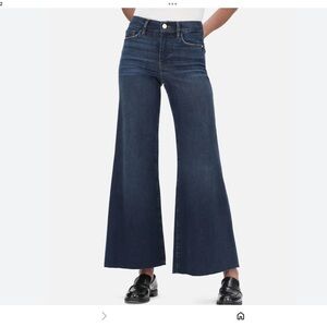 FRAME Le Palazzo Crop Wide Leg High Rise Women's Jeans Dark Wash frayed Size 27